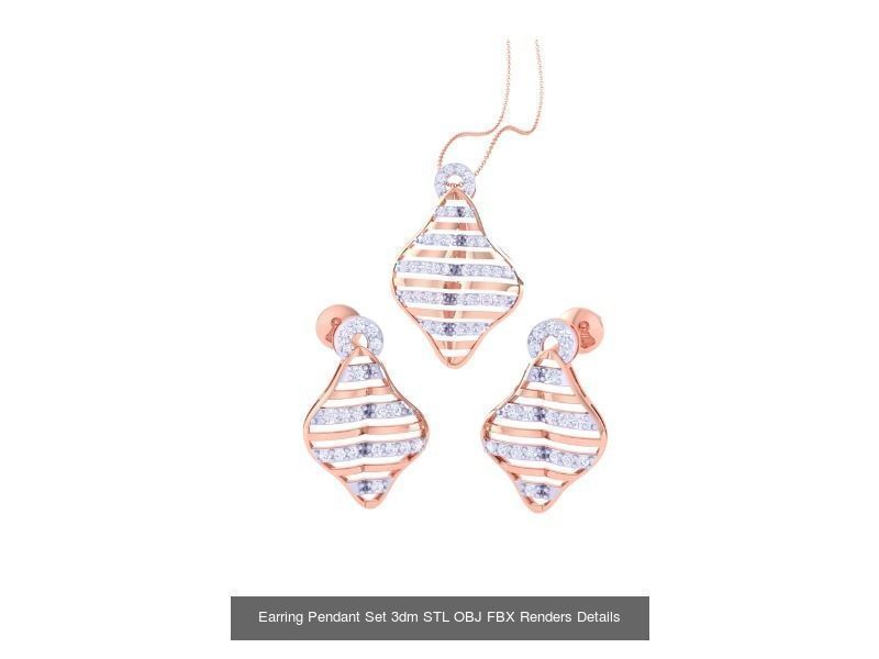 337 Earring Pendant Set 3dm STL OBJ Renders Details Collection _200