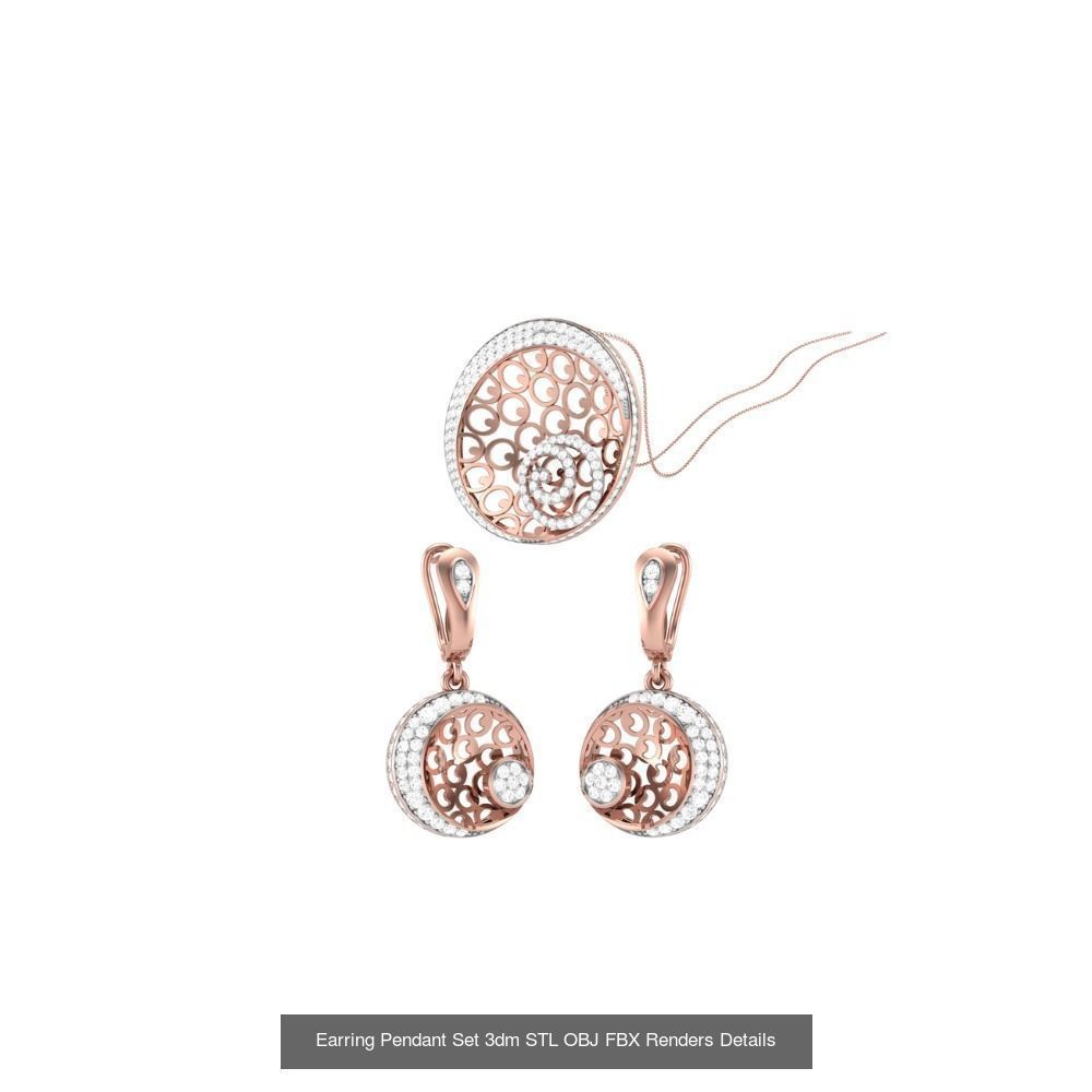 337 Earring Pendant Set 3dm STL OBJ Renders Details Collection _114