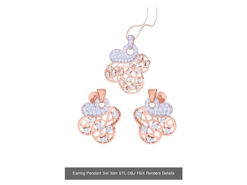 337 Earring Pendant Set 3dm STL OBJ Renders Details Collection _225