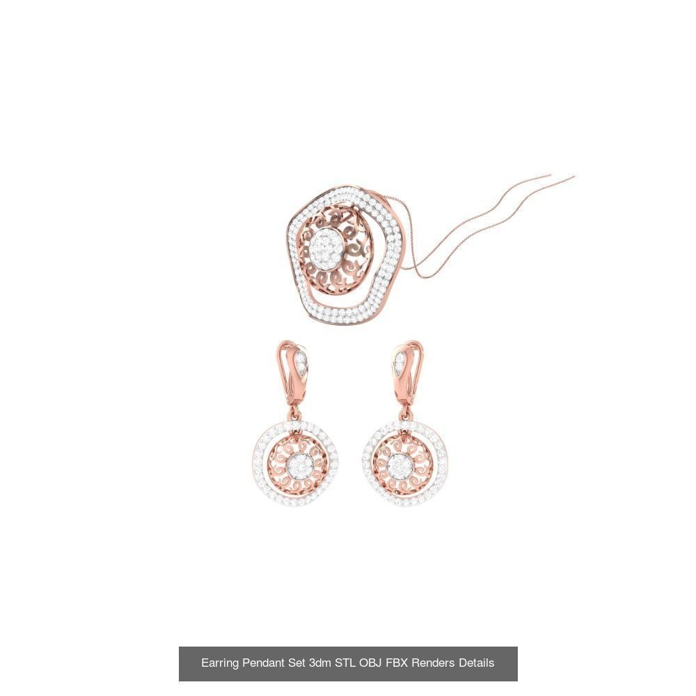 337 Earring Pendant Set 3dm STL OBJ Renders Details Collection _132