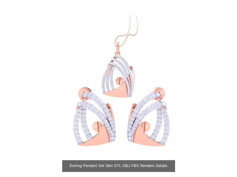 337 Earring Pendant Set 3dm STL OBJ Renders Details Collection _214