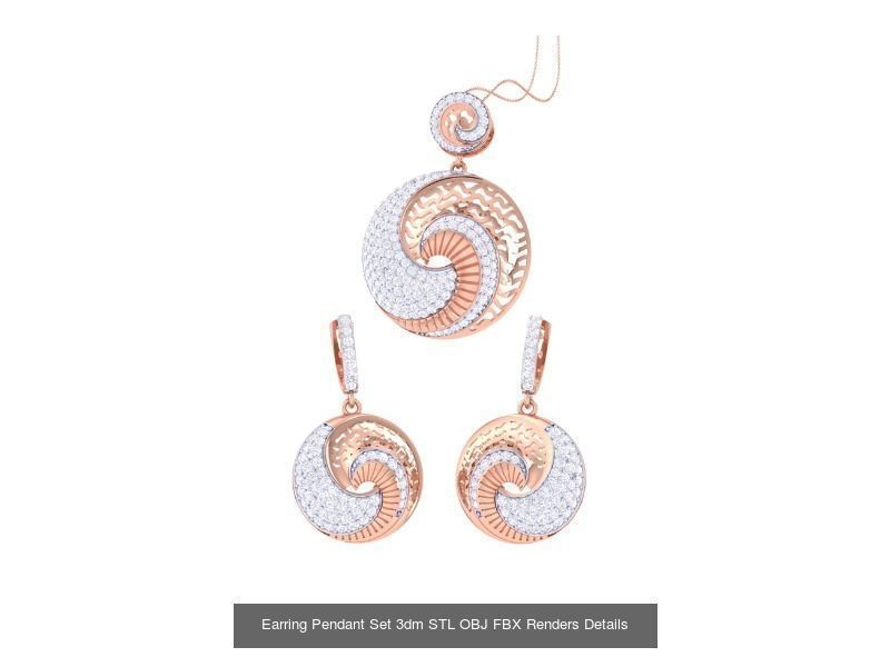 337 Earring Pendant Set 3dm STL OBJ Renders Details Collection _175