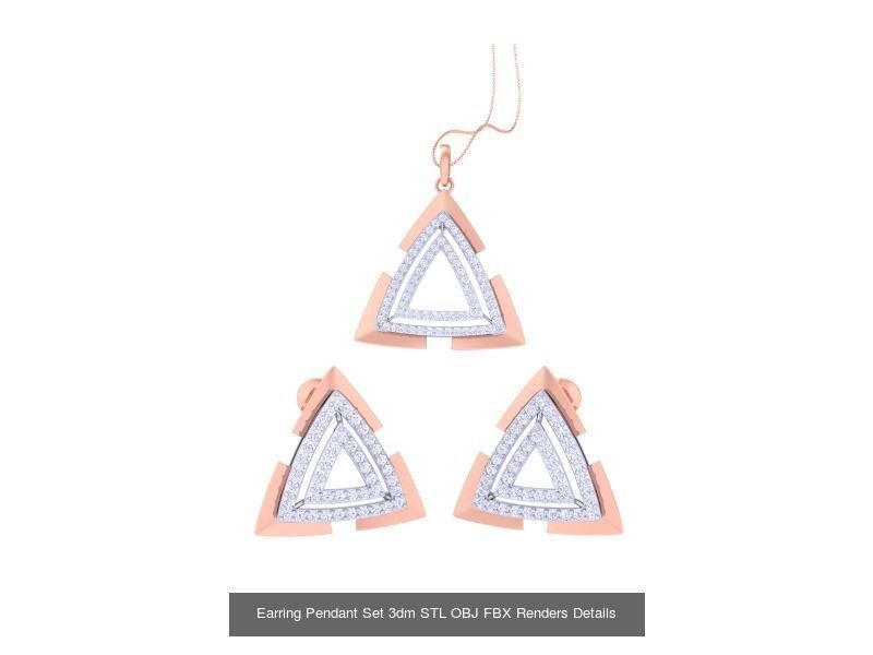 337 Earring Pendant Set 3dm STL OBJ Renders Details Collection _221