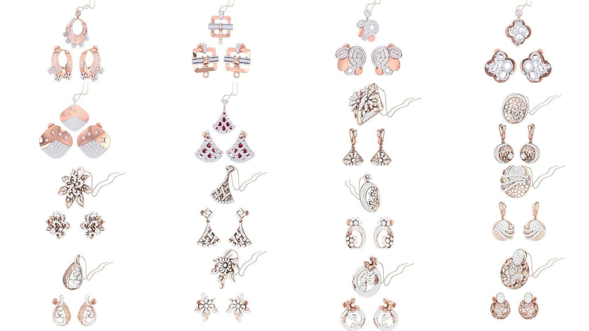 337 Earring Pendant Set 3dm STL OBJ Renders Details Collection _7