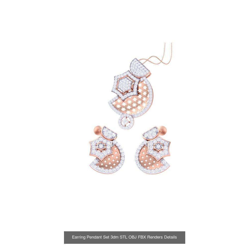 337 Earring Pendant Set 3dm STL OBJ Renders Details Collection _153