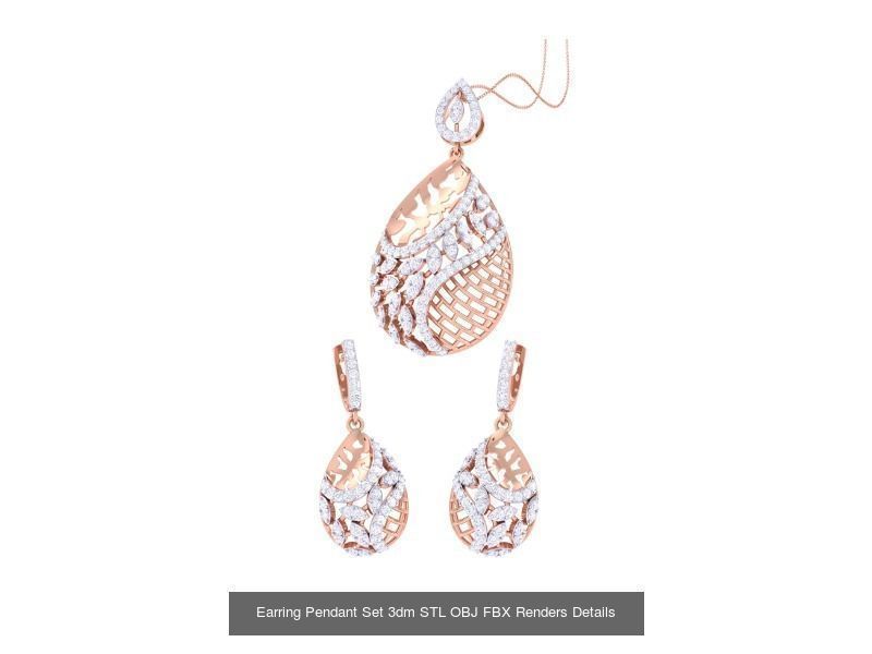 337 Earring Pendant Set 3dm STL OBJ Renders Details Collection _195