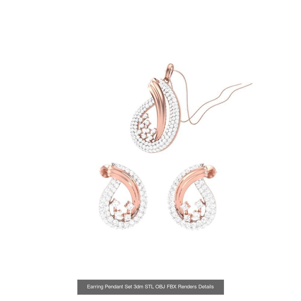 337 Earring Pendant Set 3dm STL OBJ Renders Details Collection _126