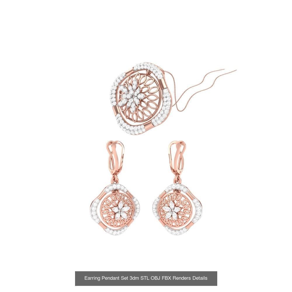 337 Earring Pendant Set 3dm STL OBJ Renders Details Collection _130
