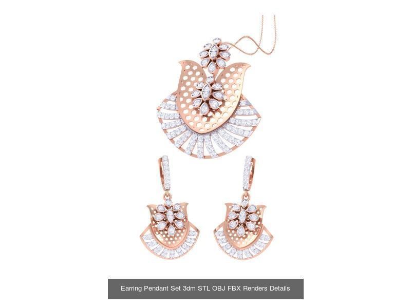 337 Earring Pendant Set 3dm STL OBJ Renders Details Collection _178