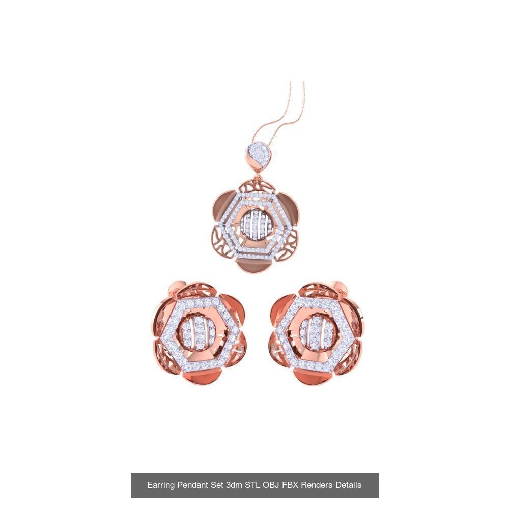337 Earring Pendant Set 3dm STL OBJ Renders Details Collection _65