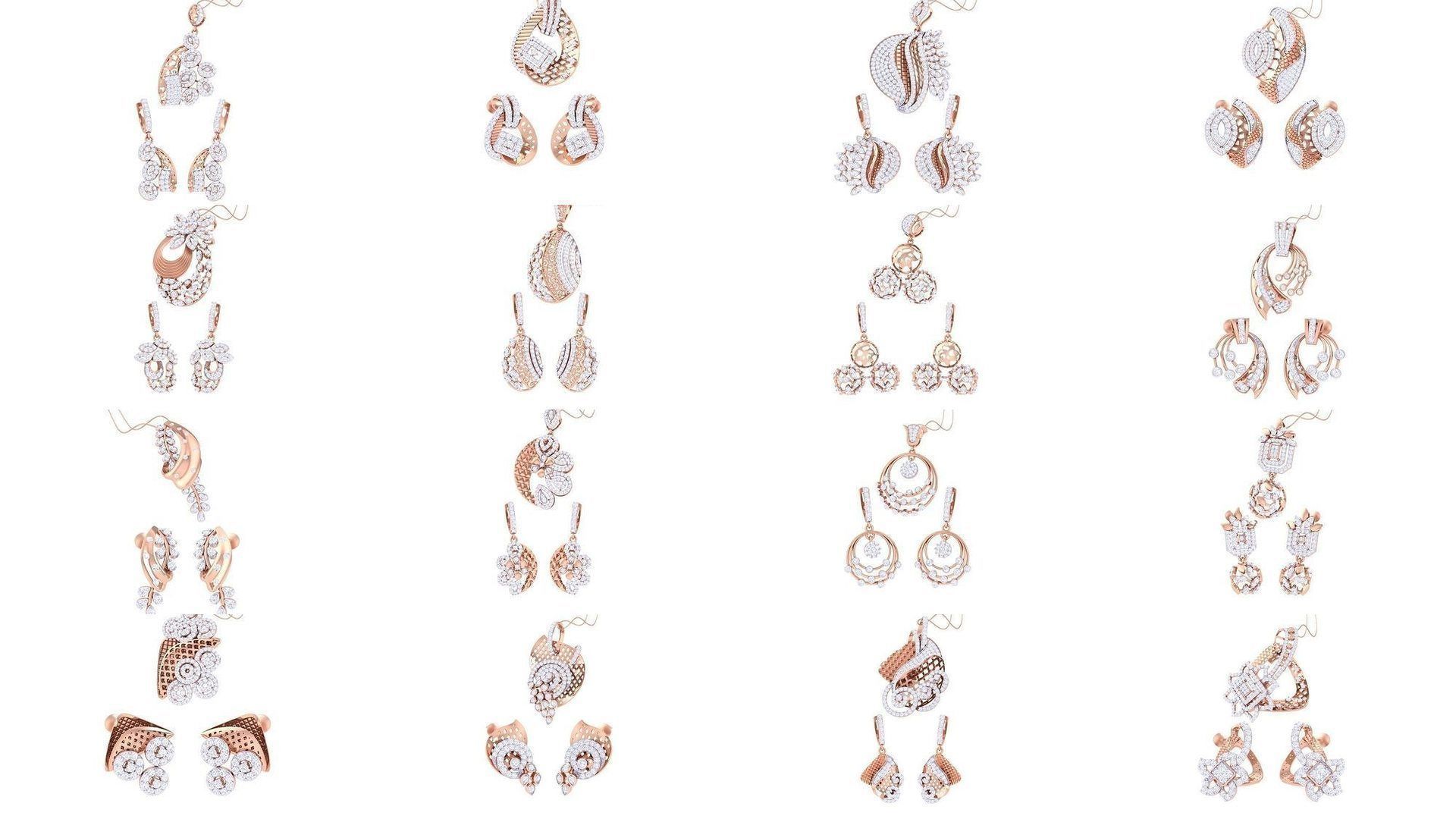 337 Earring Pendant Set 3dm STL OBJ Renders Details Collection _13