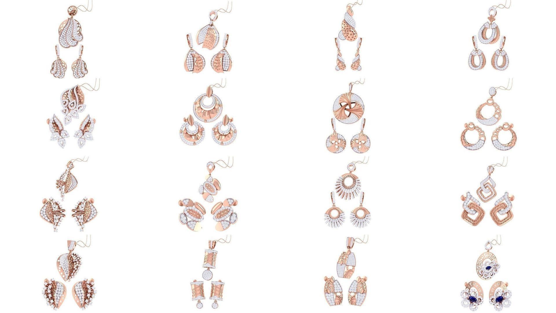 337 Earring Pendant Set 3dm STL OBJ Renders Details Collection _41