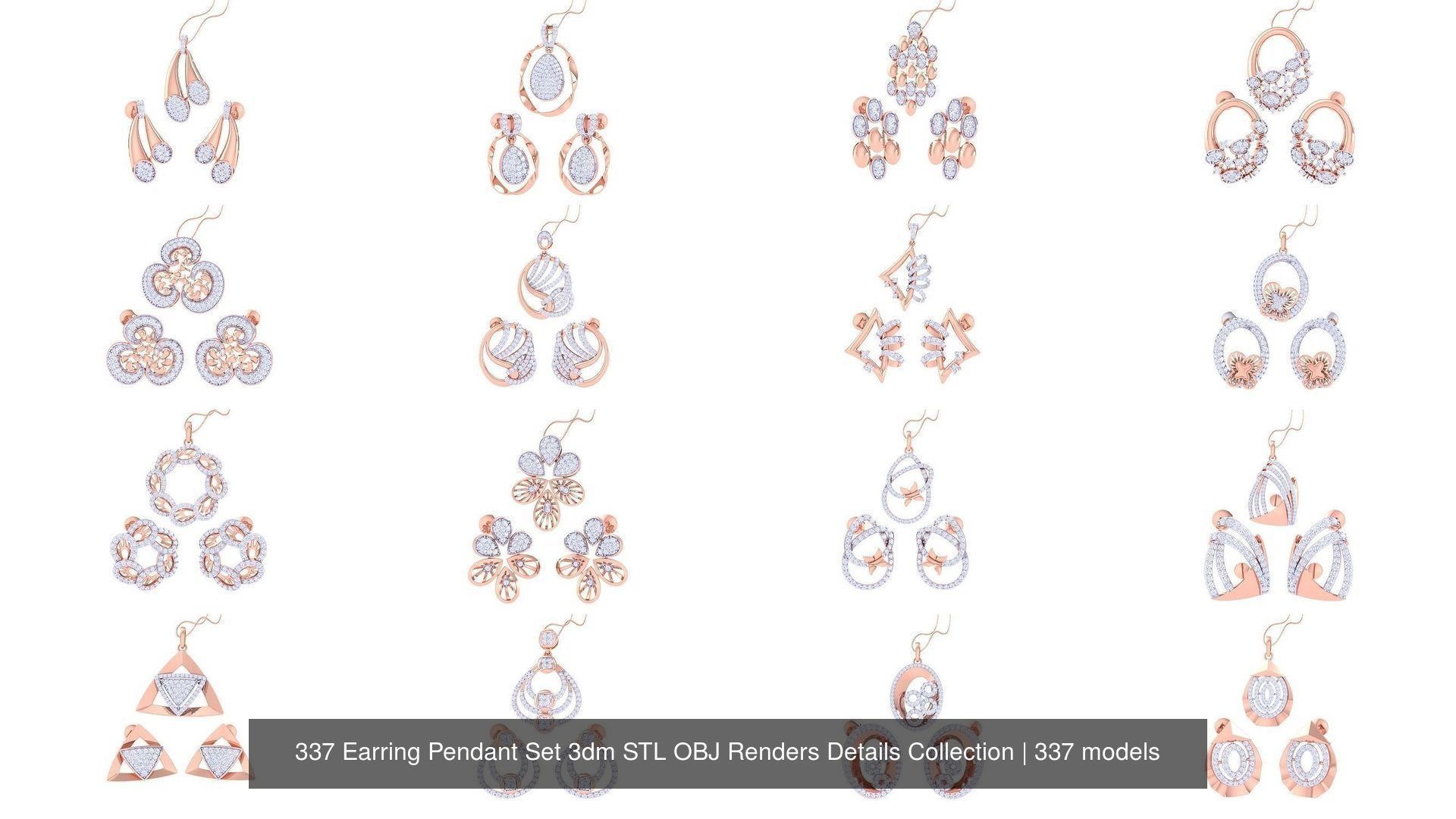 337 Earring Pendant Set 3dm STL OBJ Renders Details Collection _20