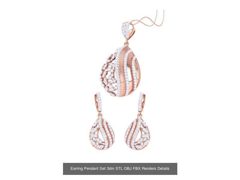 337 Earring Pendant Set 3dm STL OBJ Renders Details Collection _194