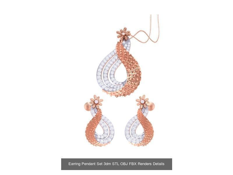 337 Earring Pendant Set 3dm STL OBJ Renders Details Collection _176