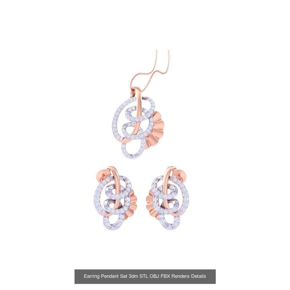 337 Earring Pendant Set 3dm STL OBJ Renders Details Collection _62
