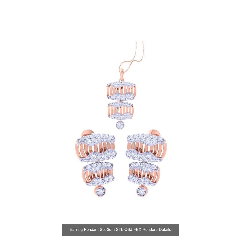 337 Earring Pendant Set 3dm STL OBJ Renders Details Collection _61