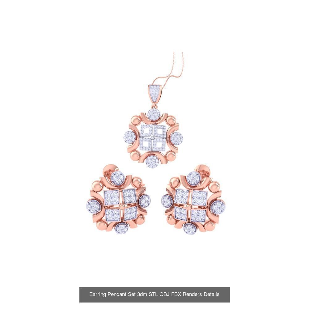 337 Earring Pendant Set 3dm STL OBJ Renders Details Collection _67