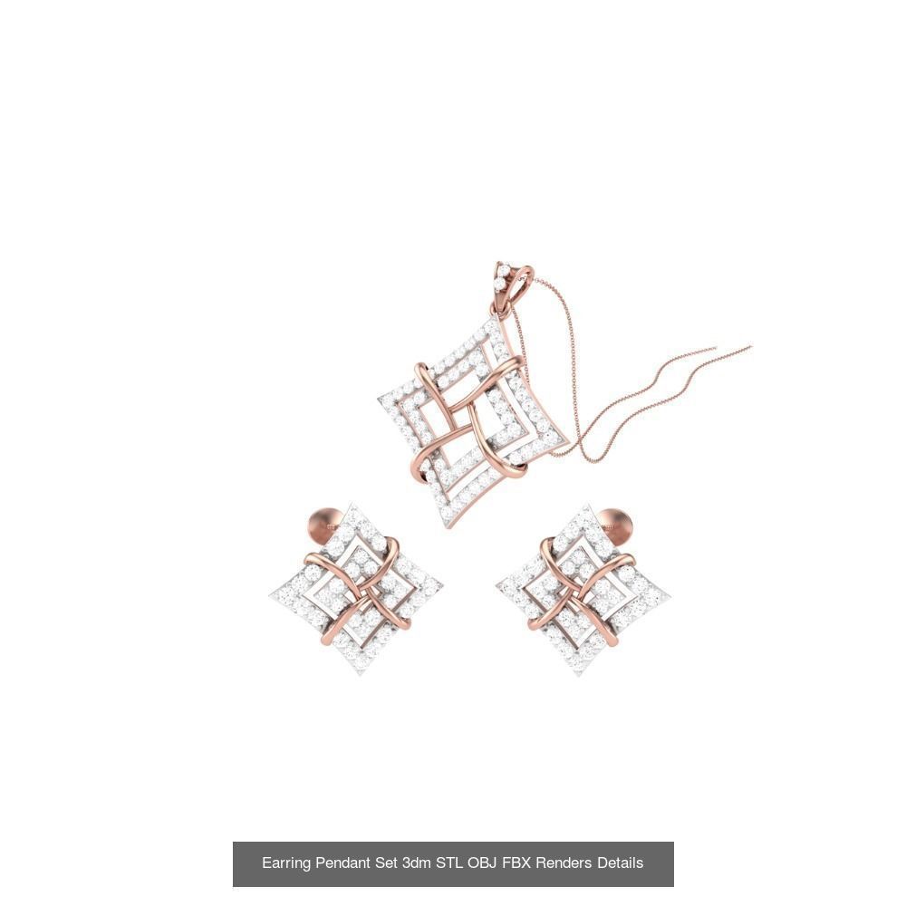 337 Earring Pendant Set 3dm STL OBJ Renders Details Collection _144