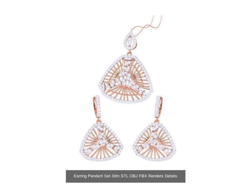 337 Earring Pendant Set 3dm STL OBJ Renders Details Collection _193