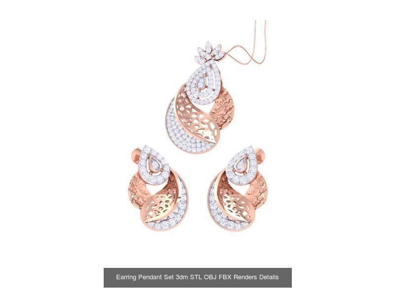 337 Earring Pendant Set 3dm STL OBJ Renders Details Collection _183