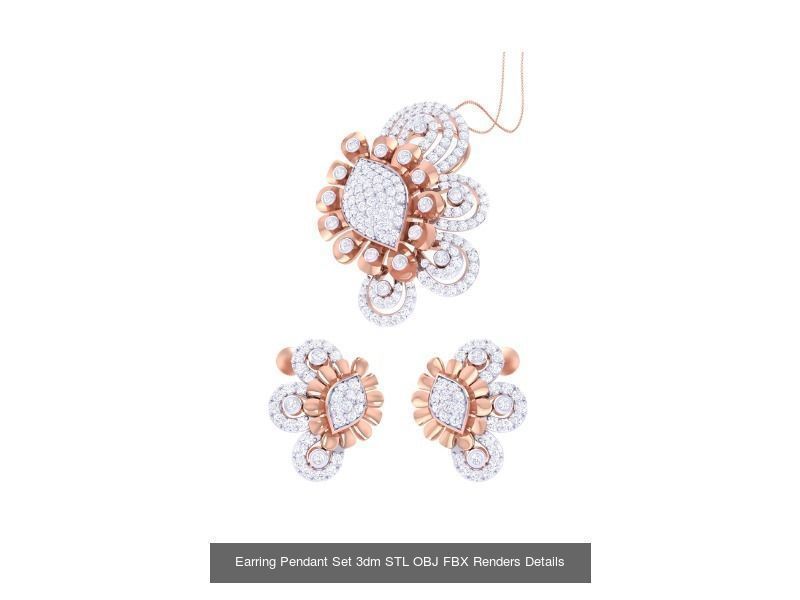 337 Earring Pendant Set 3dm STL OBJ Renders Details Collection _173