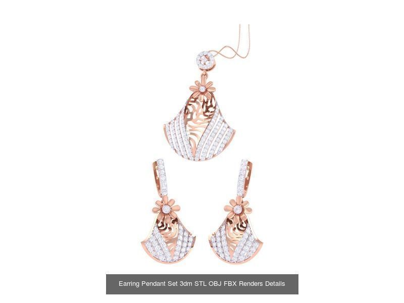 337 Earring Pendant Set 3dm STL OBJ Renders Details Collection _179