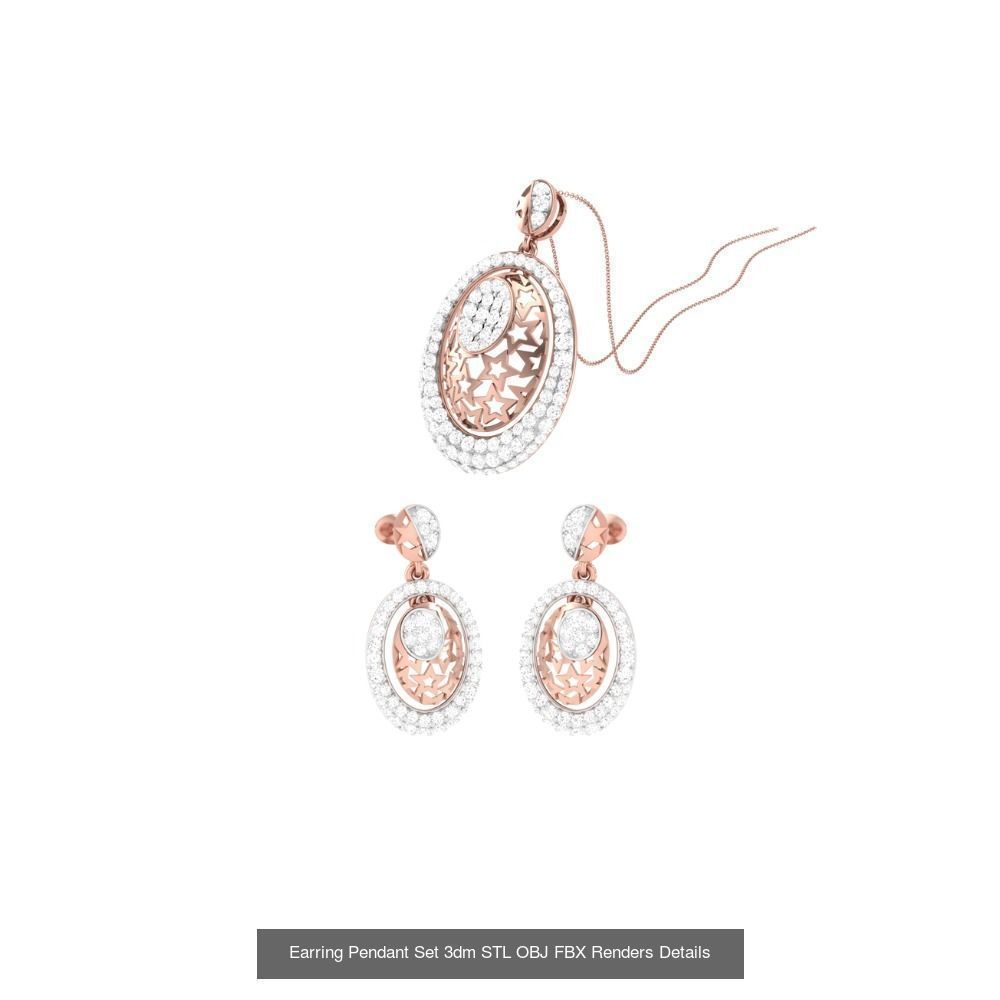 337 Earring Pendant Set 3dm STL OBJ Renders Details Collection _124