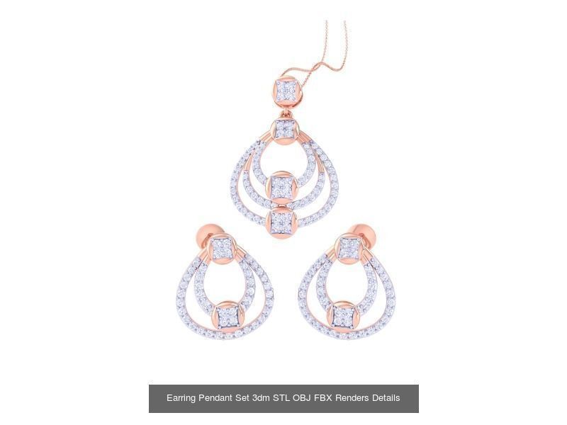 337 Earring Pendant Set 3dm STL OBJ Renders Details Collection _216