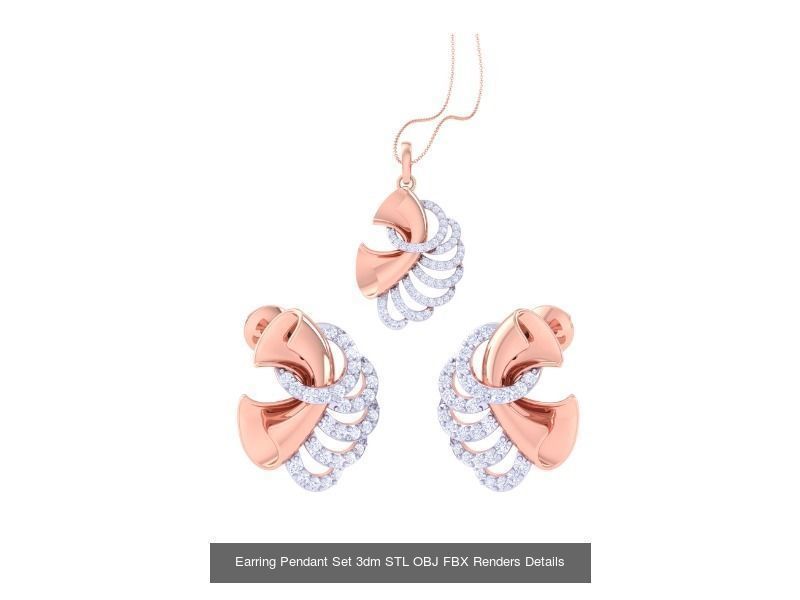337 Earring Pendant Set 3dm STL OBJ Renders Details Collection _199