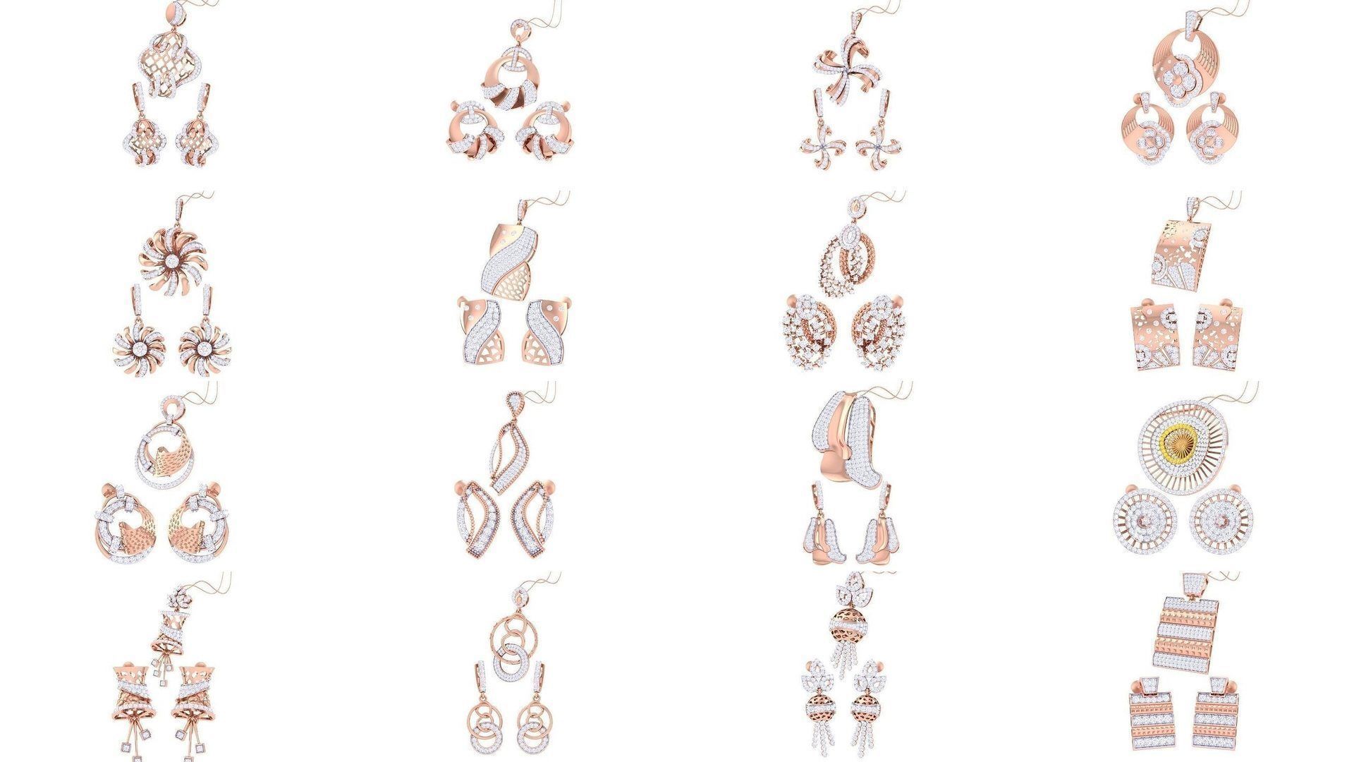 337 Earring Pendant Set 3dm STL OBJ Renders Details Collection _44