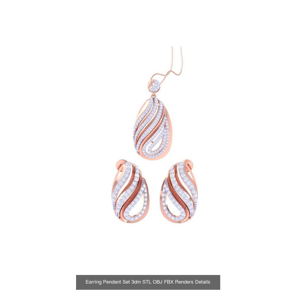 337 Earring Pendant Set 3dm STL OBJ Renders Details Collection _96