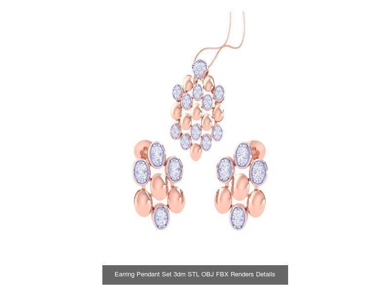 337 Earring Pendant Set 3dm STL OBJ Renders Details Collection _205