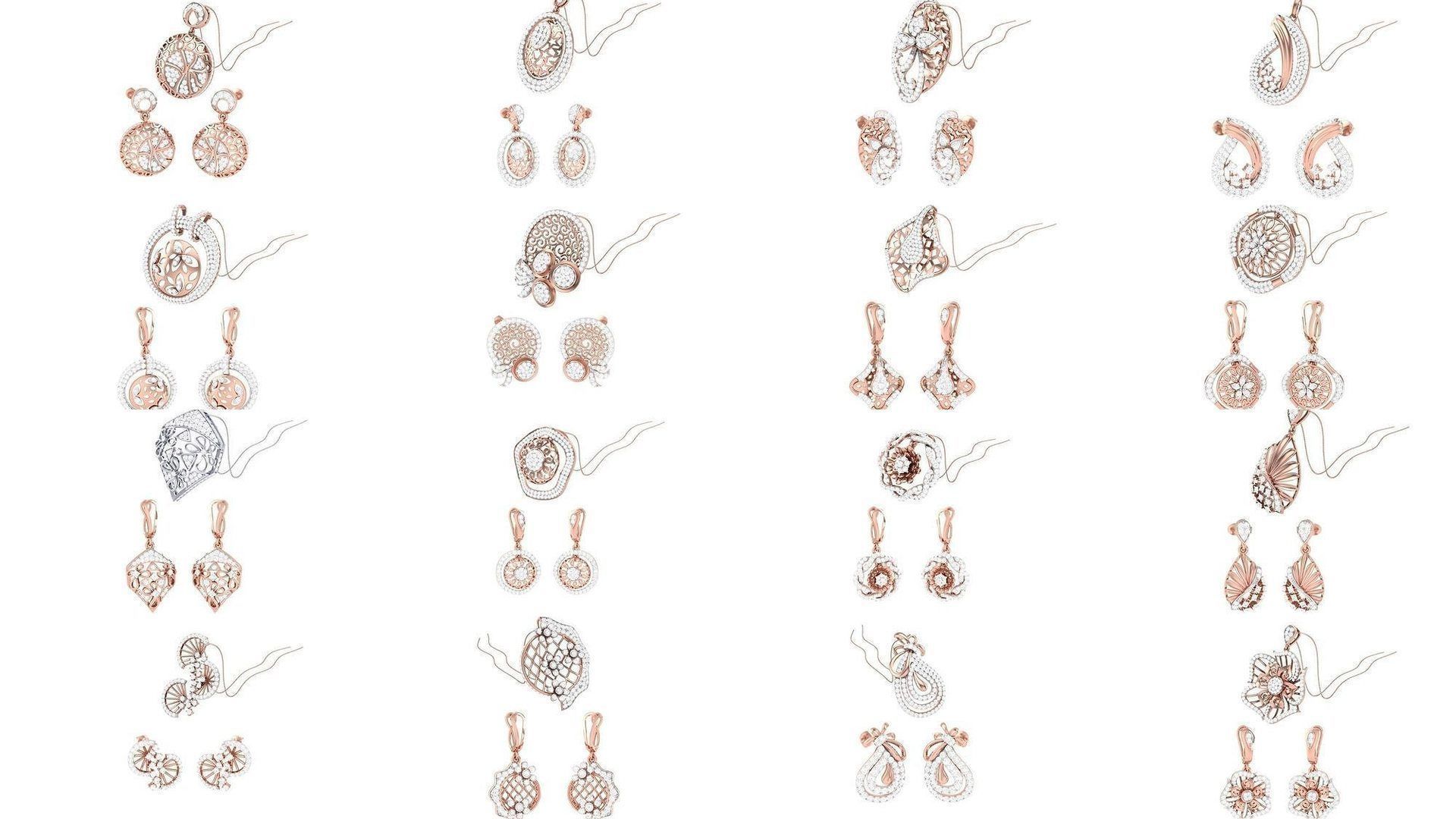 337 Earring Pendant Set 3dm STL OBJ Renders Details Collection _9