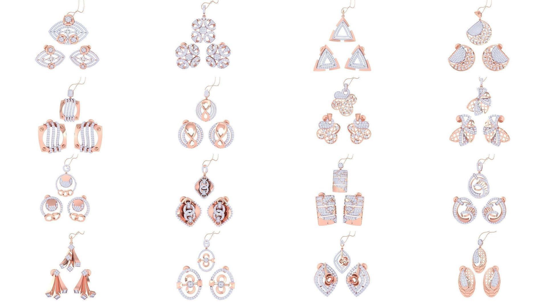 337 Earring Pendant Set 3dm STL OBJ Renders Details Collection _21