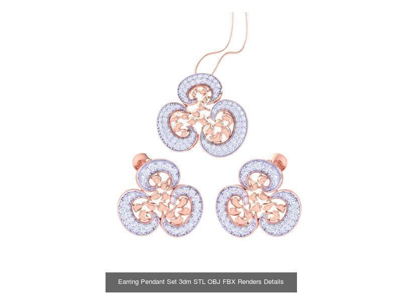 337 Earring Pendant Set 3dm STL OBJ Renders Details Collection _207