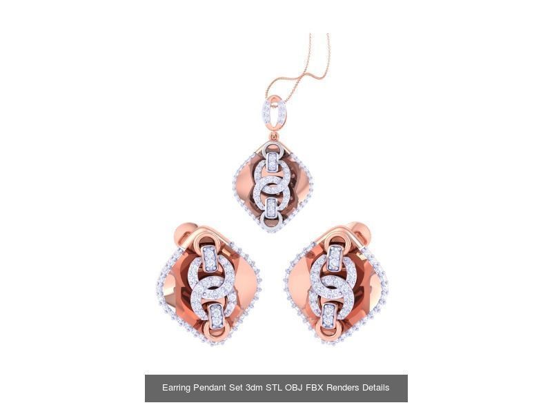337 Earring Pendant Set 3dm STL OBJ Renders Details Collection _228