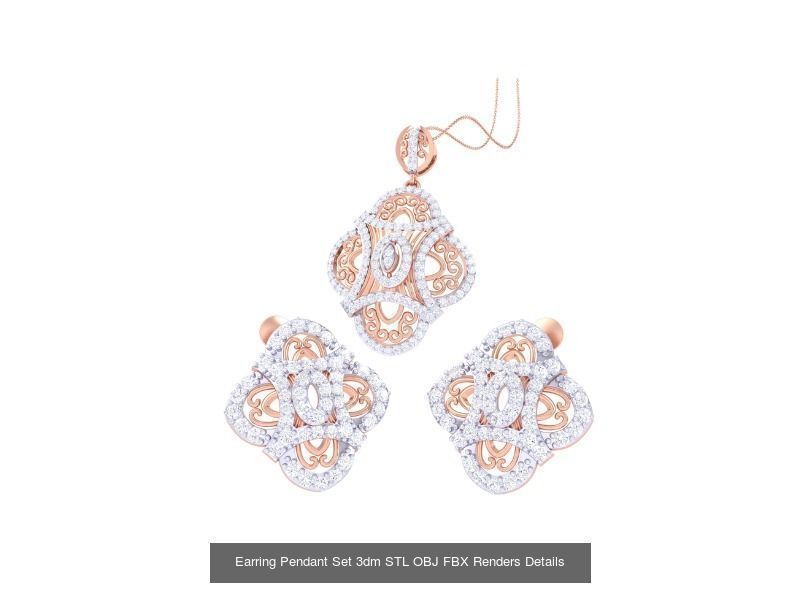 337 Earring Pendant Set 3dm STL OBJ Renders Details Collection _189