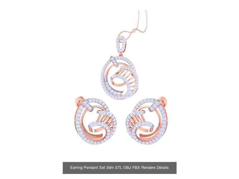 337 Earring Pendant Set 3dm STL OBJ Renders Details Collection _230
