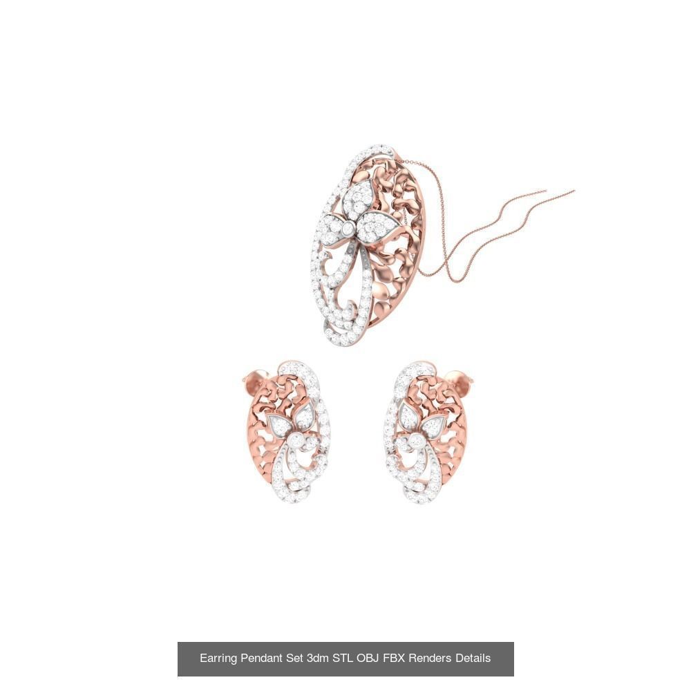 337 Earring Pendant Set 3dm STL OBJ Renders Details Collection _125