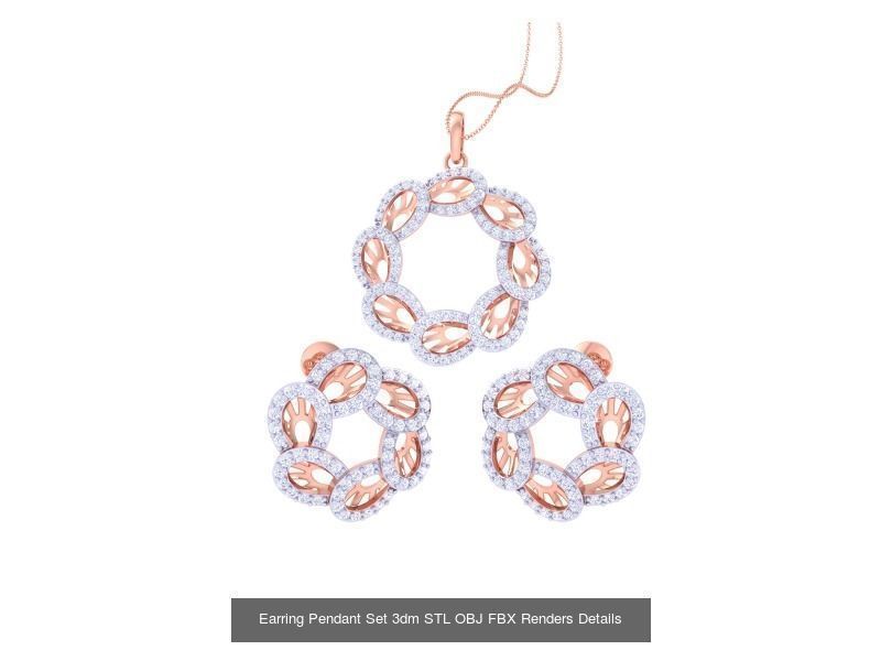 337 Earring Pendant Set 3dm STL OBJ Renders Details Collection _211