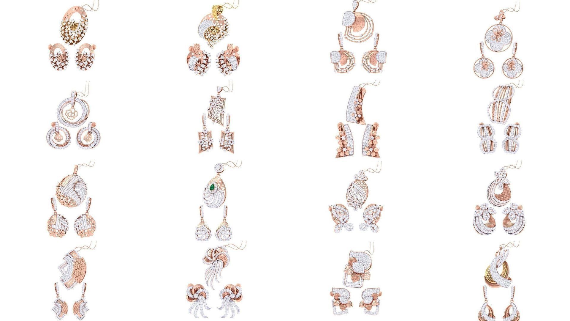 337 Earring Pendant Set 3dm STL OBJ Renders Details Collection _47
