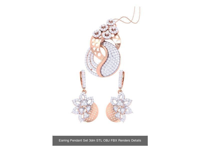 337 Earring Pendant Set 3dm STL OBJ Renders Details Collection _184