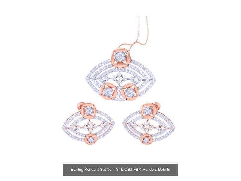 337 Earring Pendant Set 3dm STL OBJ Renders Details Collection _219