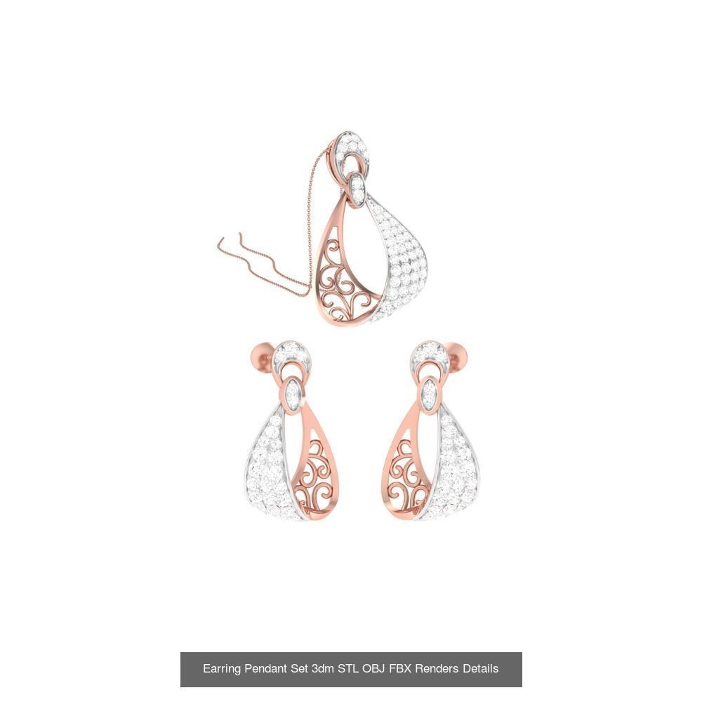 337 Earring Pendant Set 3dm STL OBJ Renders Details Collection _149