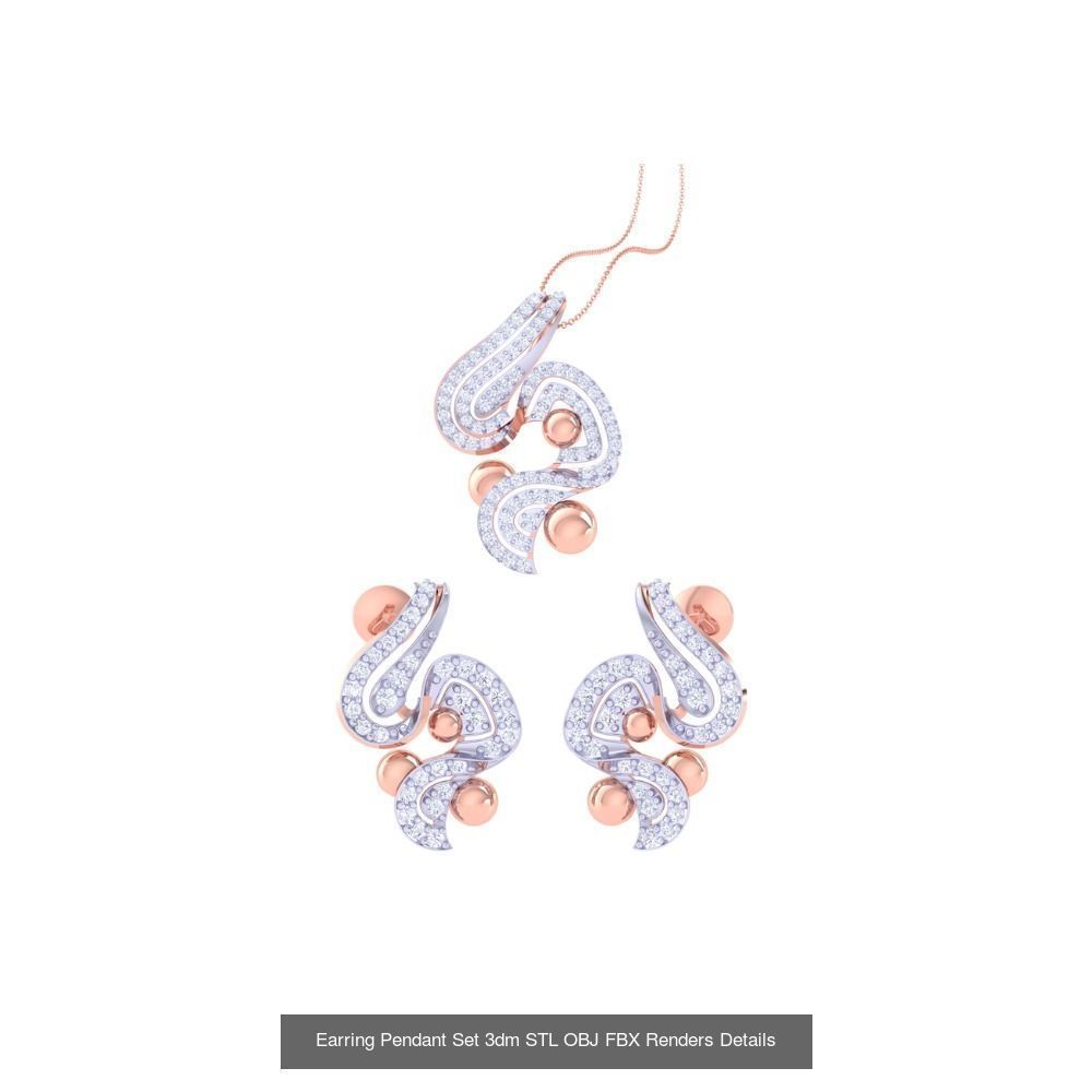 337 Earring Pendant Set 3dm STL OBJ Renders Details Collection _60