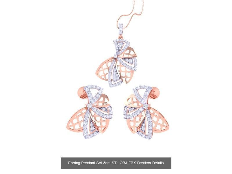 337 Earring Pendant Set 3dm STL OBJ Renders Details Collection _226