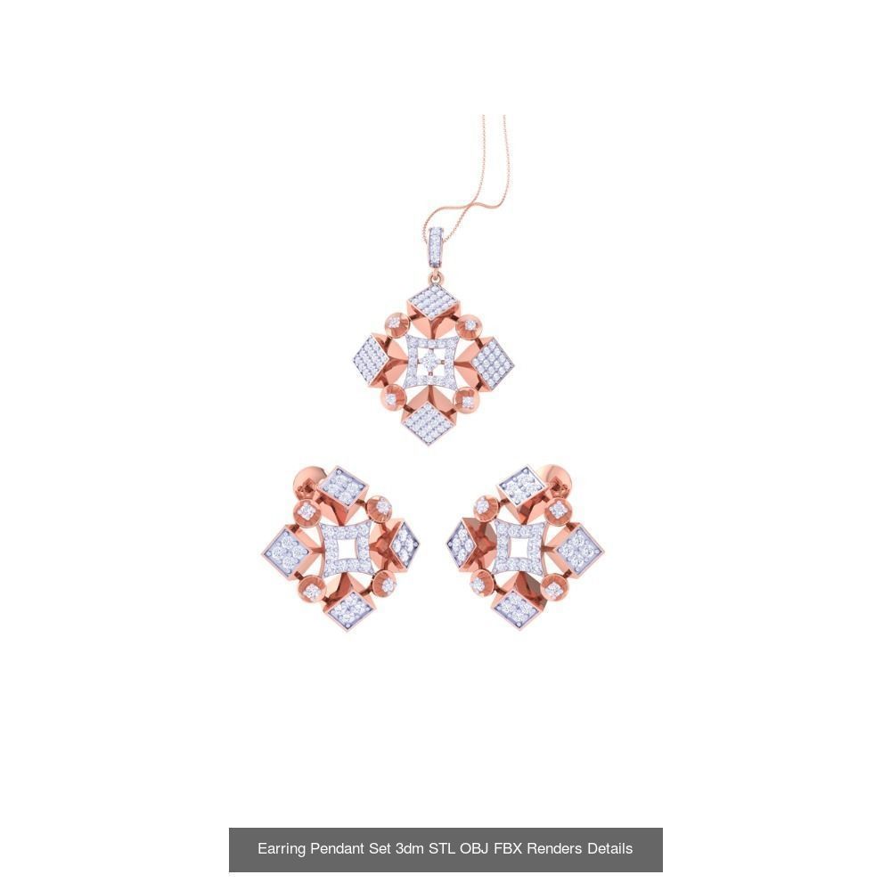 337 Earring Pendant Set 3dm STL OBJ Renders Details Collection _36