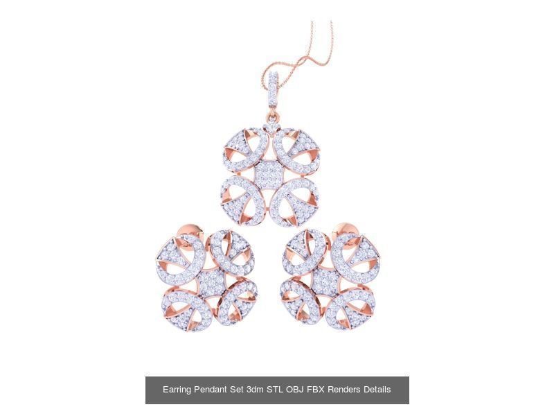 337 Earring Pendant Set 3dm STL OBJ Renders Details Collection _220