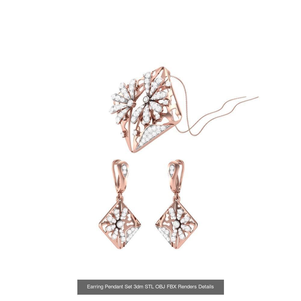 337 Earring Pendant Set 3dm STL OBJ Renders Details Collection _113